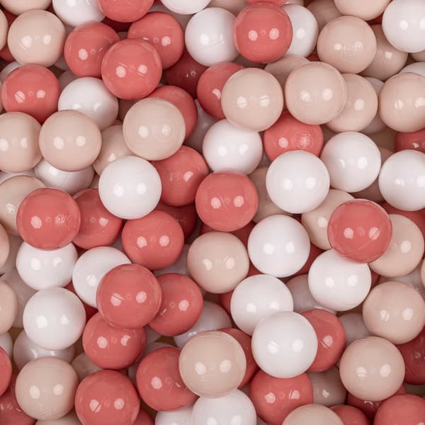 KiddyMoon plastikbolde 7 cm pastelbeige-laksehvide 100 legetøjsbolde sæt