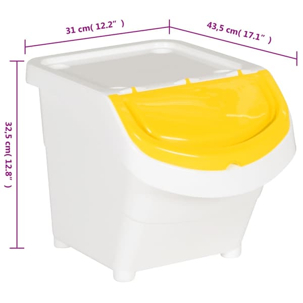 vidaXL stabelbare affaldsbeholdere, 3 stk., hvide, PP, 78 l