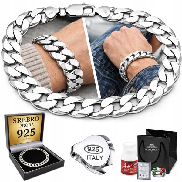 Herrarmband i 925 silver med 13 mm diamanter