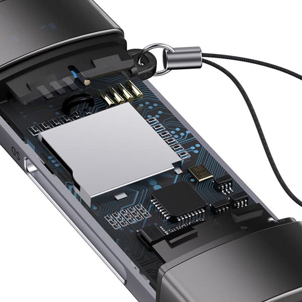 SD TF USB-A USB-C minneskortläsare - Grå