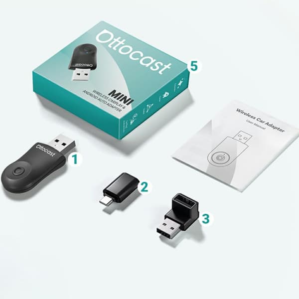 Ottocast CA505-T Mini CarPlay Bluetooth-biladapter svart