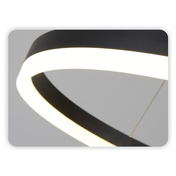 Tuya WiFi Rund Lampe 80+60+40 cm LED Sort Hængende Ring Cirkel