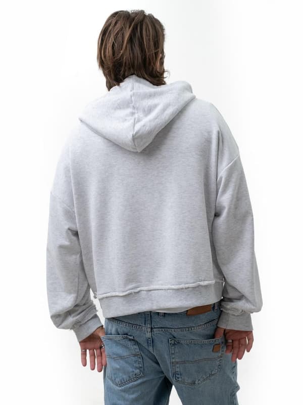 Jigga Wear Pure Grå Oversized Hættetrøje til Herrer XL