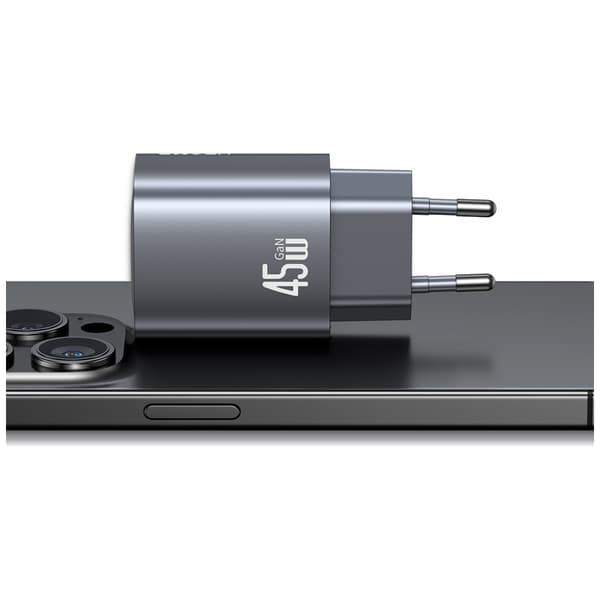 USAMS CC305 T66 45W GaN 2xUSB-C -seinälaturi, tummuminen