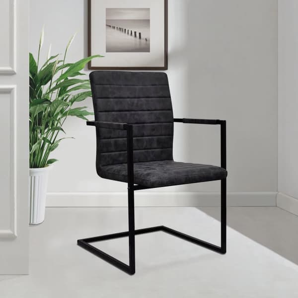 vidaXL Cantilever spisestole, sæt med 2, sort, kunstlæder