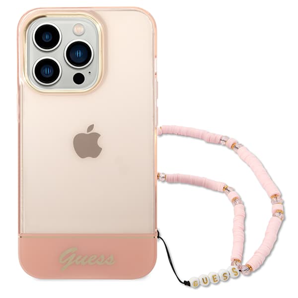 Guess Translucent Pearl Strap-skal till iPhone 14 Pro Max, Rosa