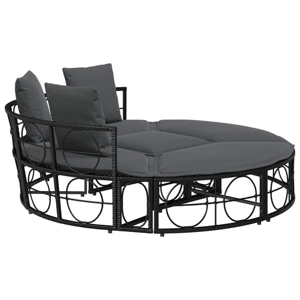 vidaXL udendørs dagseng uden baldakin sort polyrattan