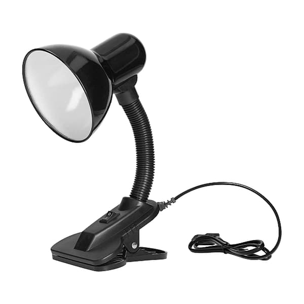 Skrivebordslampe Læselampe med klips til skole Stor gevind E27 Sort