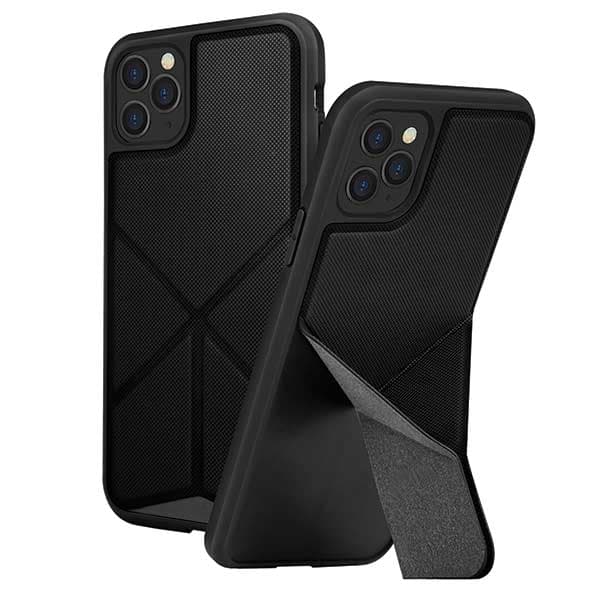 UNIQ Transforma -kotelo jalustalla iPhone 11 Pro Maxille, musta
