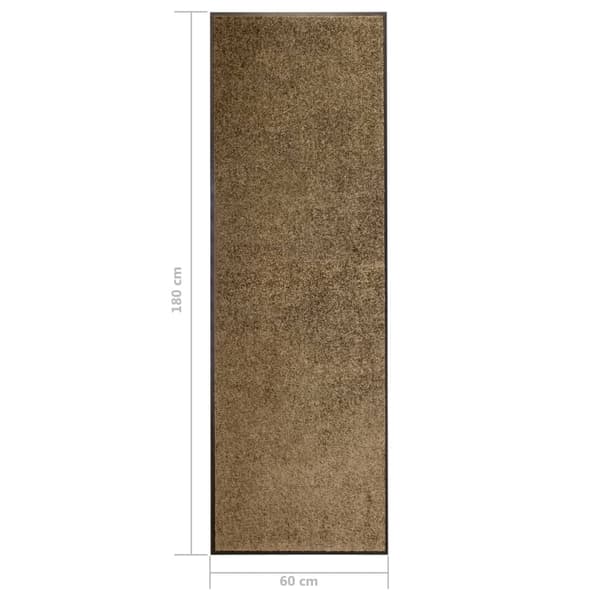 vidaXL vaskbar dørmåtte, brun, 60 x 180 cm
