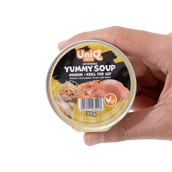 Vådfoder til katte Kylling og Krill Bouillon Yummy Soup UniQ Pets 8x30g
