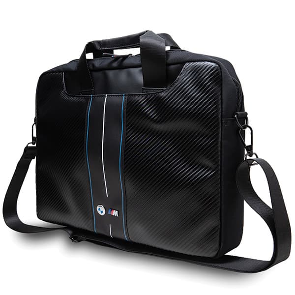 BMW Carbon Blue Stripes Laptoptaske op til 16", Sort