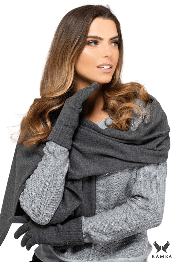 SCARF*05 dame vintertørklæde grafitfarvet