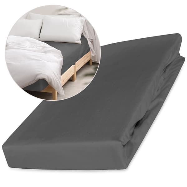 Bomuldslagner 90x200 glat satin, lysegrå