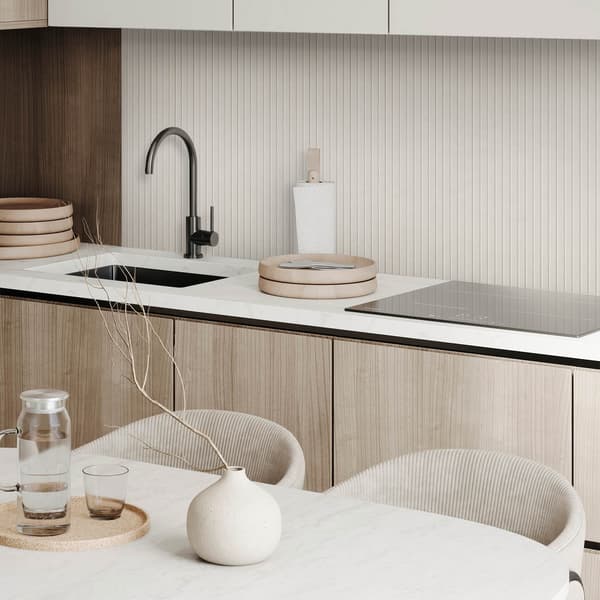 Selvklæbende vinylfliser med trykte lodrette teksturstriber 9x30x30 cm