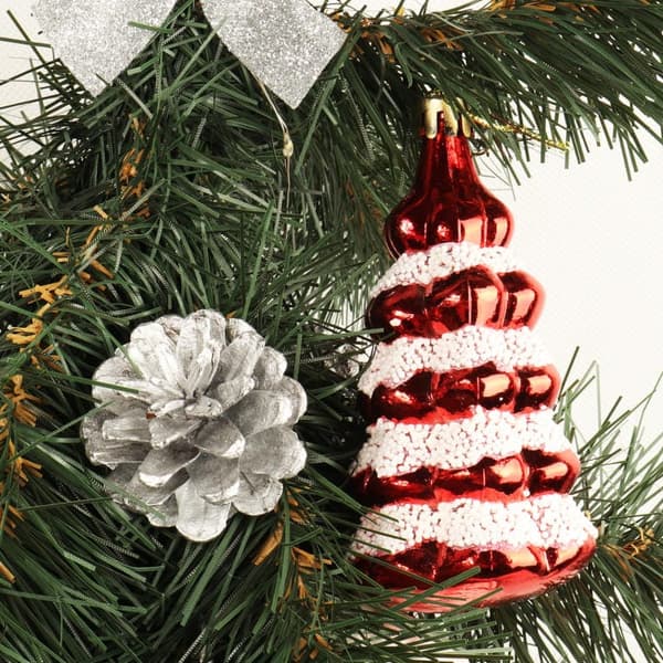 Set med röda julgranskulor med glitter - 3 delar