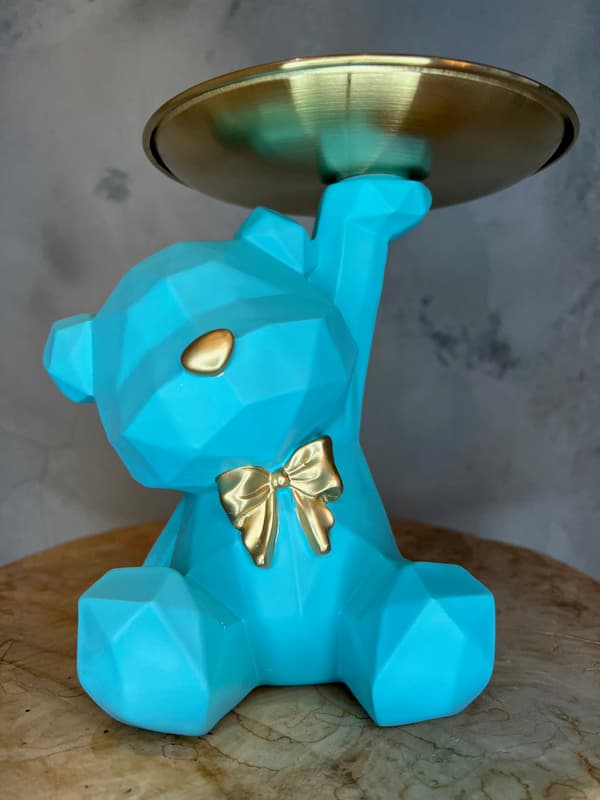 Bamse med turkis bakke