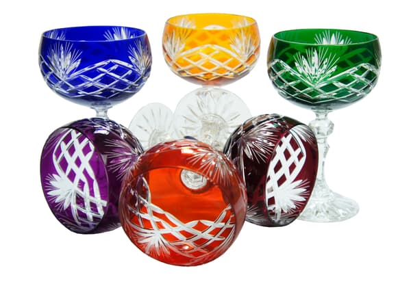 Farverige krystal champagneglas 150ml Ananas