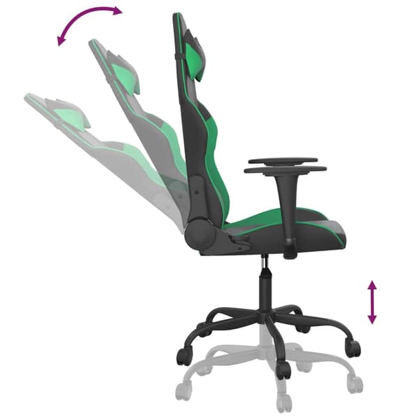 vidaXL gamingstol, sort og grøn, kunstlæder