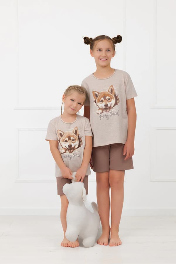 Shiba kortärmad pyjamas för flickor, 8 år