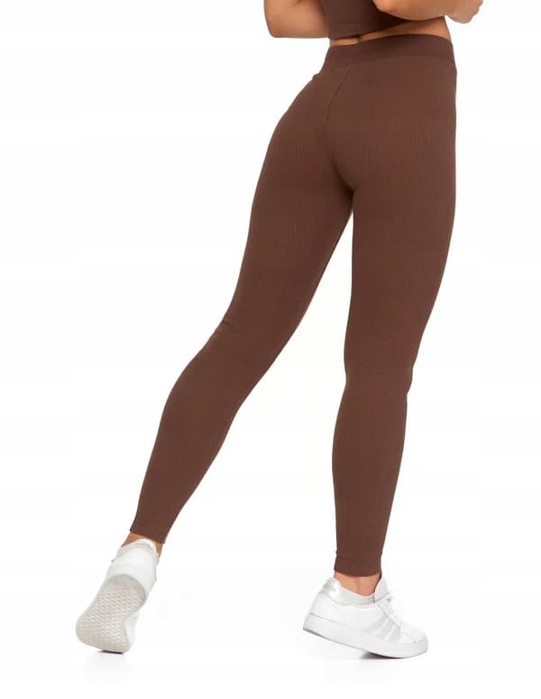 Dameleggings i bomuld med bred elastisk linning, elastisk pasform, MORAJ L MOCCA