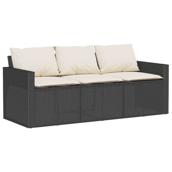 vidaXL havemøbelsæt med 2 dele og hynder, sort, polyrattan