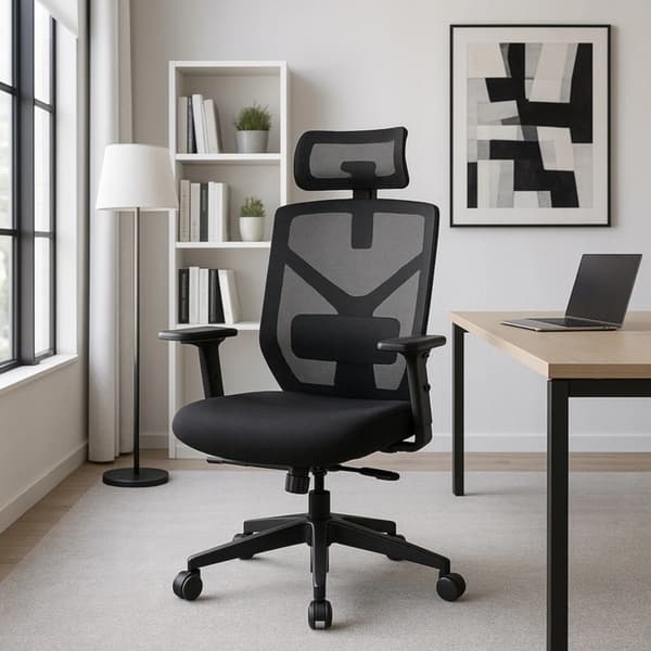 BENTO sort moderne ergonomisk drejestol til kontorpersonale