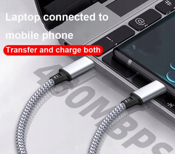 teräksenharmaa USB-C / USB-C 5M -kaapeli (5 metriä) USB C - USB C 6A