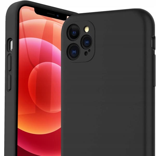 IPHONE 12 PRO MAX -kotelo, silikonimatta, musta + lasi