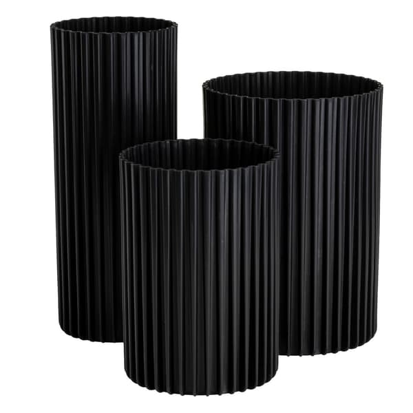 Set med 3 moderna RIBS-vaser, svarta