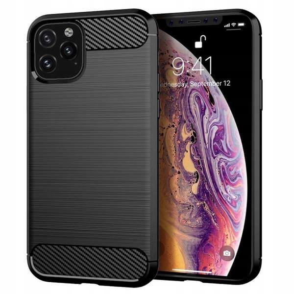 Etui til IPHONE 11 Pro Max CARBON BAGSIDER SORT COVER + GLAS