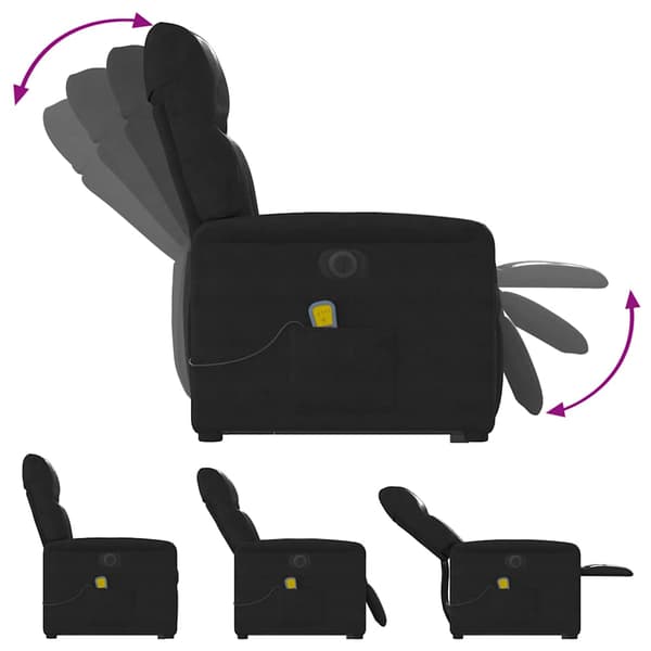 vidaXL massagestol med løftefunktion, sort, mikrofiber