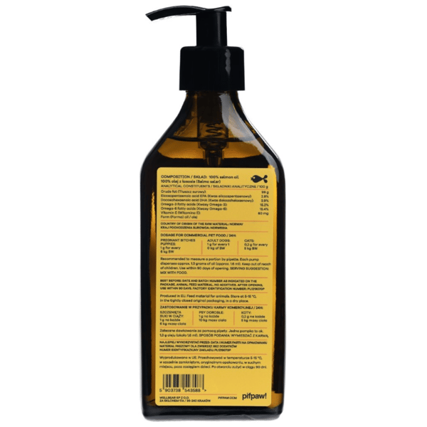 Pifpaw lakseolie til dyr, menneskekvalitet - 250 ml