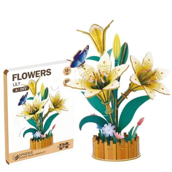 Gør-det-selv 3D træblomster liljer