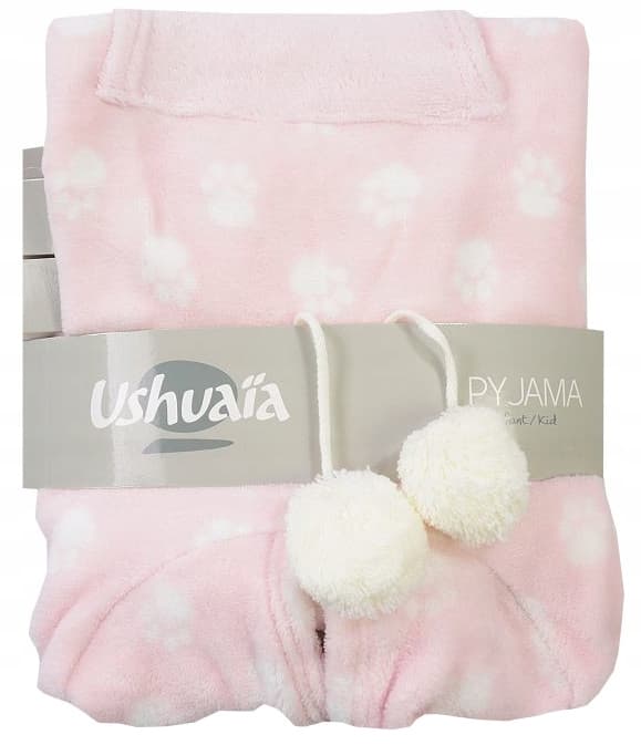 Nattrøje fleece pink med hætte pyjamas 4