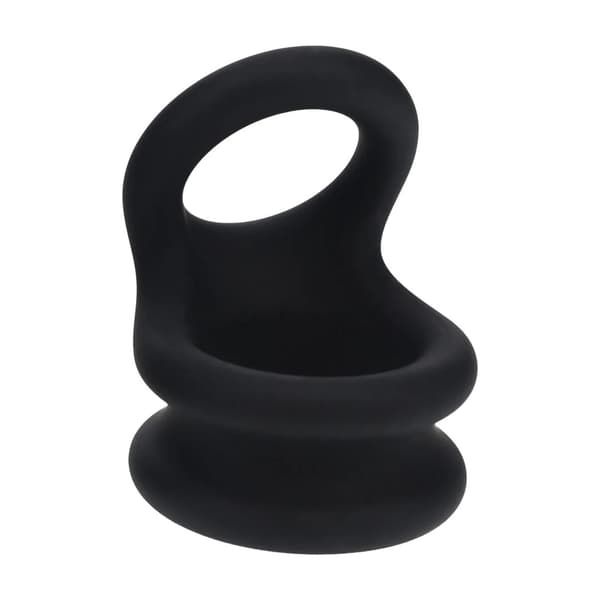 Bred Dobbelt O Silikone Penisring - M - Sort