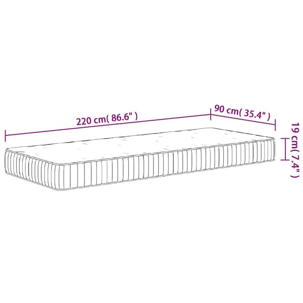 vidaXL Pocketresårmadrass, Mediumfasthet, 90x220 cm