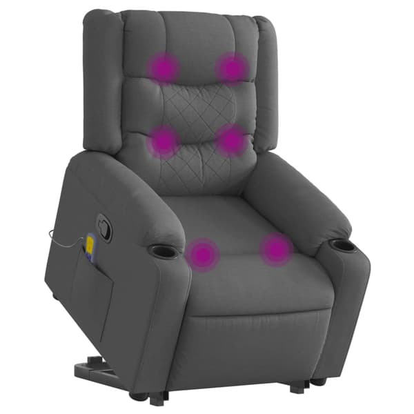 vidaXL Lyftbar massagefåtölj mörkgrå tyg