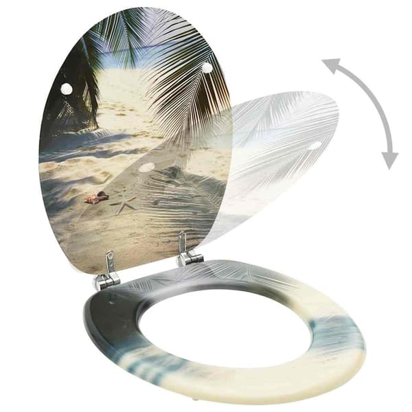 vidaXL toiletsæder, sæt med 2, MDF, stranddesign