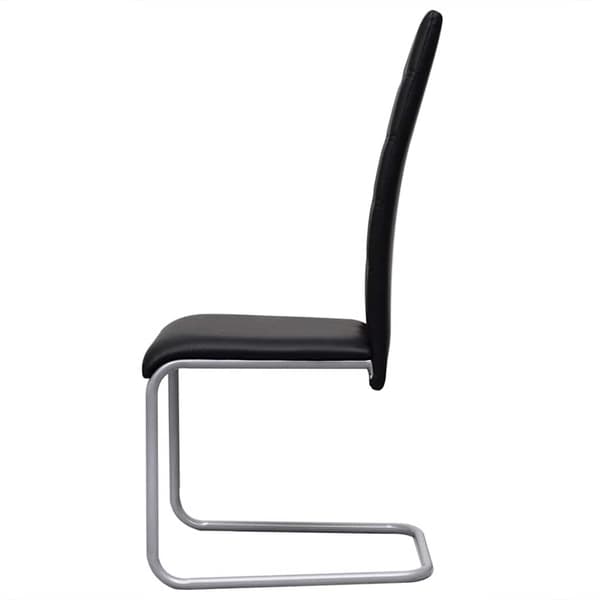vidaXL Cantilever spisestole, sæt med 2, sort, kunstlæder