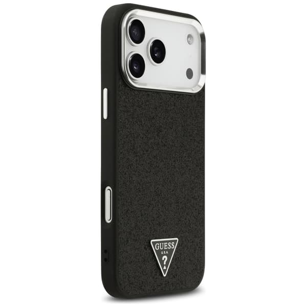 Guess Glitter Triangle Logo MagSafe-etui til iPhone 17 Pro Max, sort