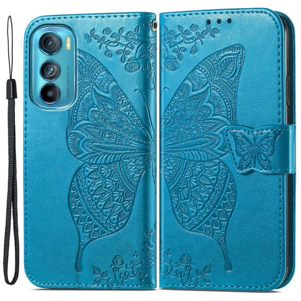 Flip-cover til Motorola Edge 30, Butterfly, Blå