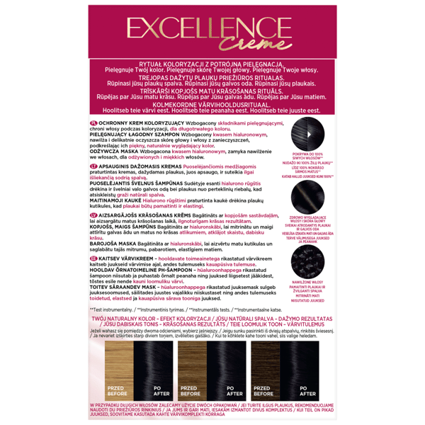 Loreal Excellence Creme hårfarve - 100 sort 192ml
