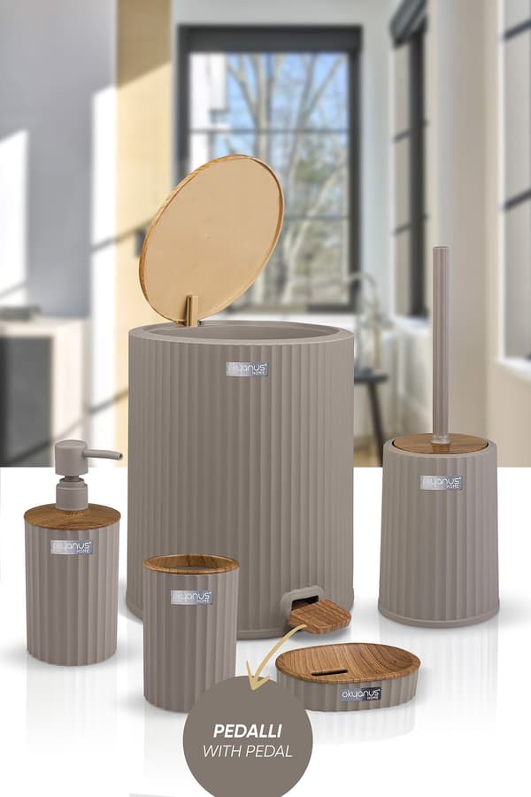 5 el Cola badeværelsessæt beige/træ