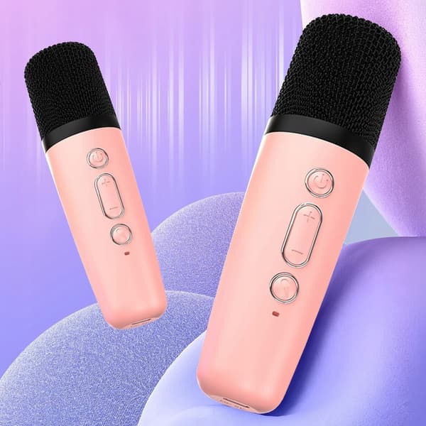 [paczb] Karaoke-sæt Højttaler 2 Mikrofoner Bluetooth USB SD Mini Jack Z3344