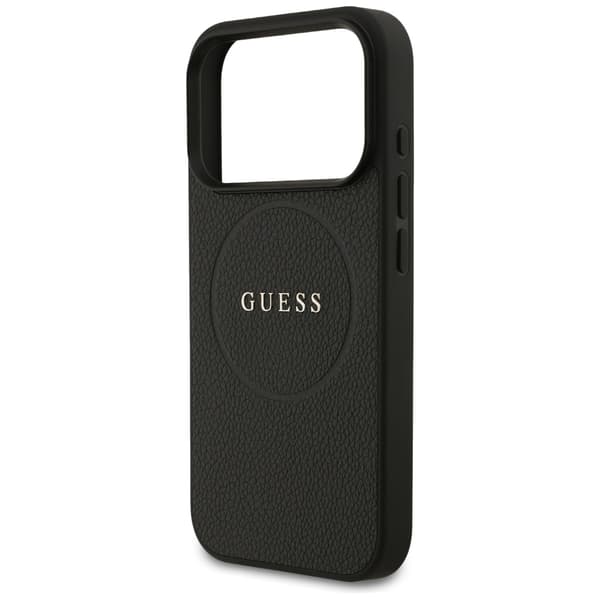 Guess Grained Ring MagSafe -suojakuori iPhone 17 Prolle, musta