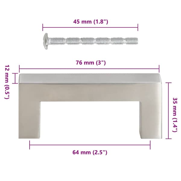 vidaXL skabsgreb 10 stk. sølv 64 mm rustfrit stål