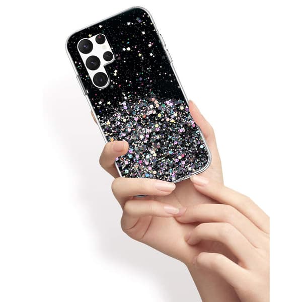 Samsung Galaxy S22 Ultra 5G cover, glitrende, sort