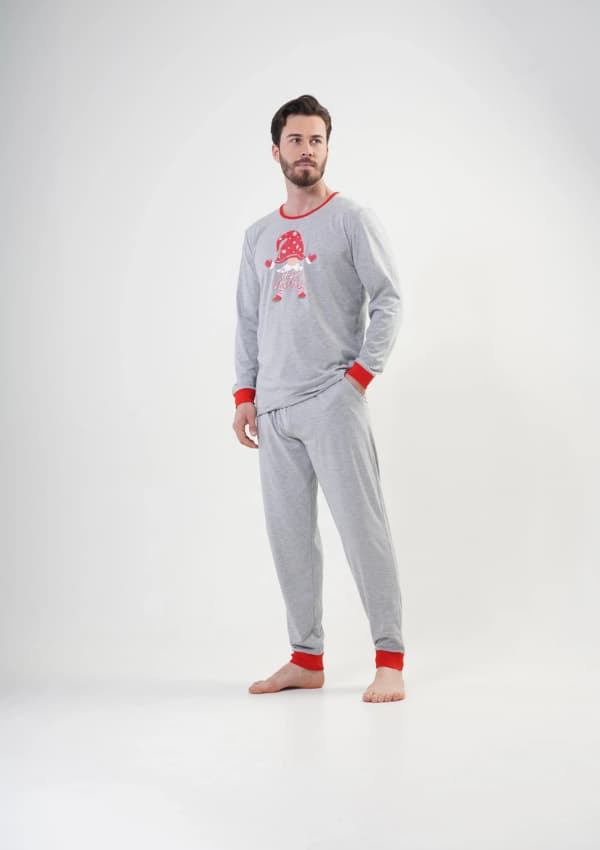 Herrpyjamas i bomull M Vienetta långärmad Fin julklapp