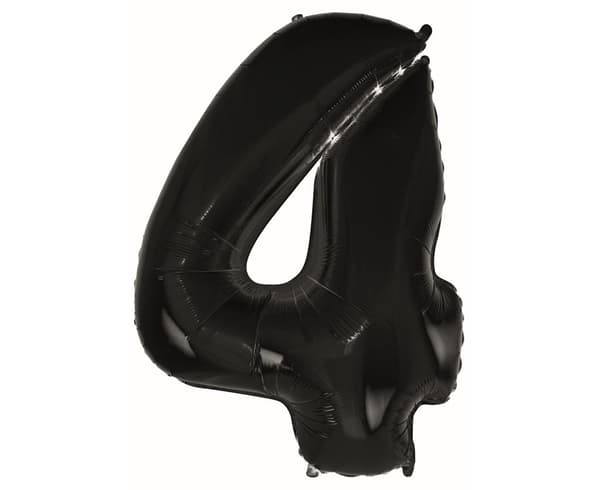 B&C folieballon nummer 4 sort 92 cm